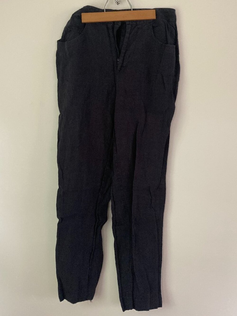 DKNY Navy Linen Cropped Pants